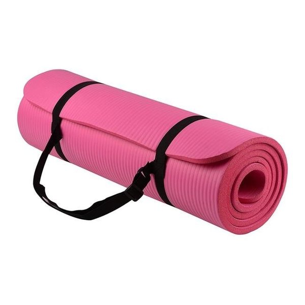 Jupiter Gear JupiterGear JG-EXERMAT1-PNK Thick Yoga & Pilates Exercise Mat with Carrying Strap; Pink JG-EXERMAT1-PNK